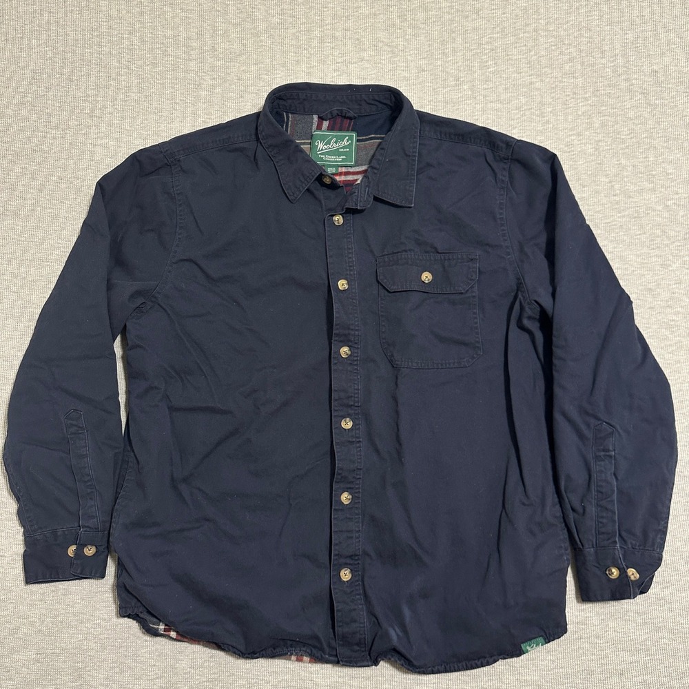 Woolrich Green Label Collection Flannel Lined Shirt Jacket Navy Blue Men's XL